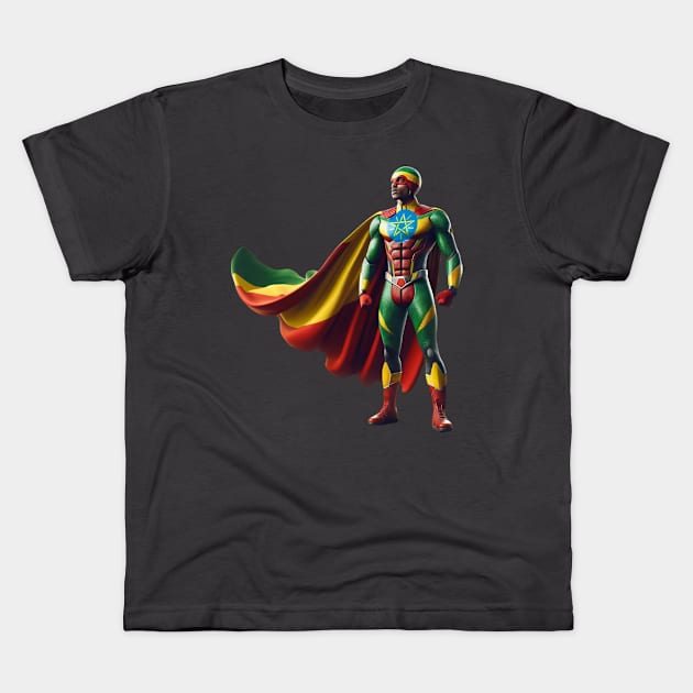 Ethiopian- Superhero Kids T-Shirt by Amharic Avenue